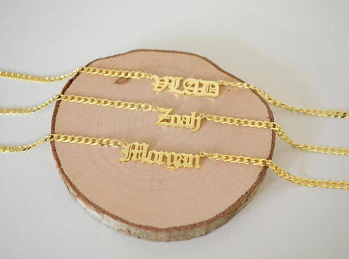 Ladies Rose Platinum 14k Rose Gold Stainless Steel Custom Name Cuban Link Chain Necklace