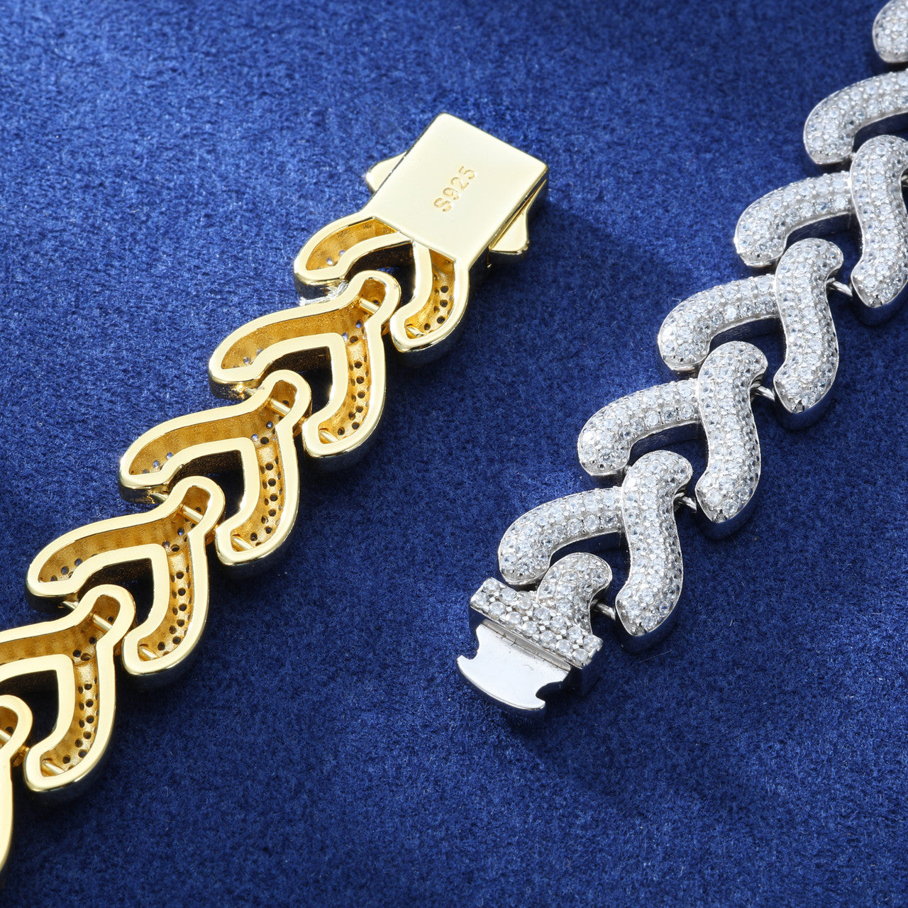 Wishbone | Moissanite Diamond Solid Sterling Silver Iced Bling Out Hip Hop Bracelet