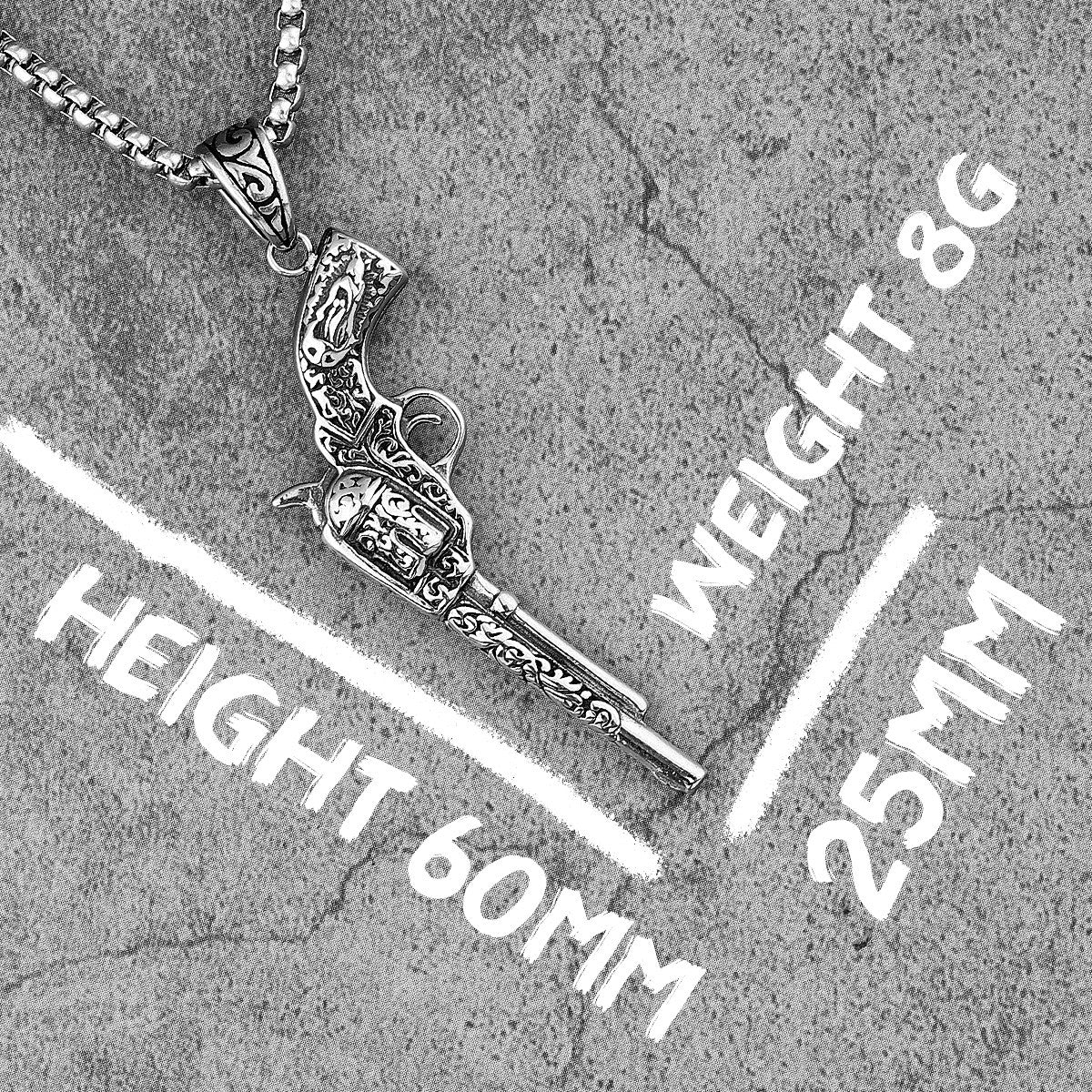 The Revolver | Vintage Engraved 316L No Fade Stainless Steel Revolver Hip Hop Pendant