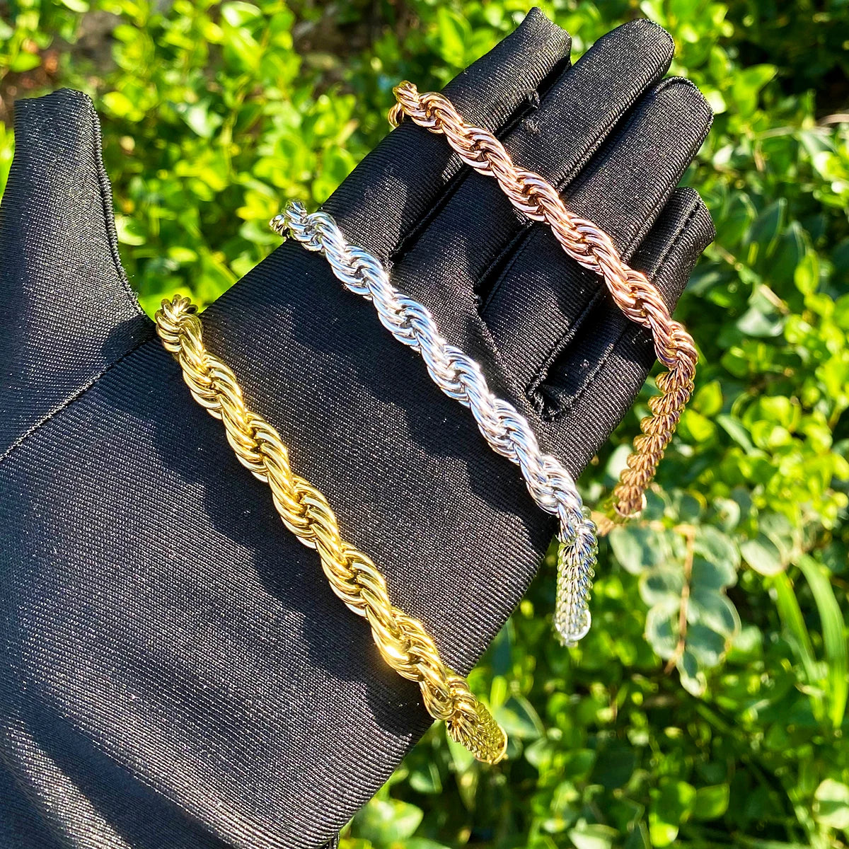 Golden Weave | 8MM Gold Silver Rose Gold Solid Stainless Steel Hip Hop Rope Link Chain