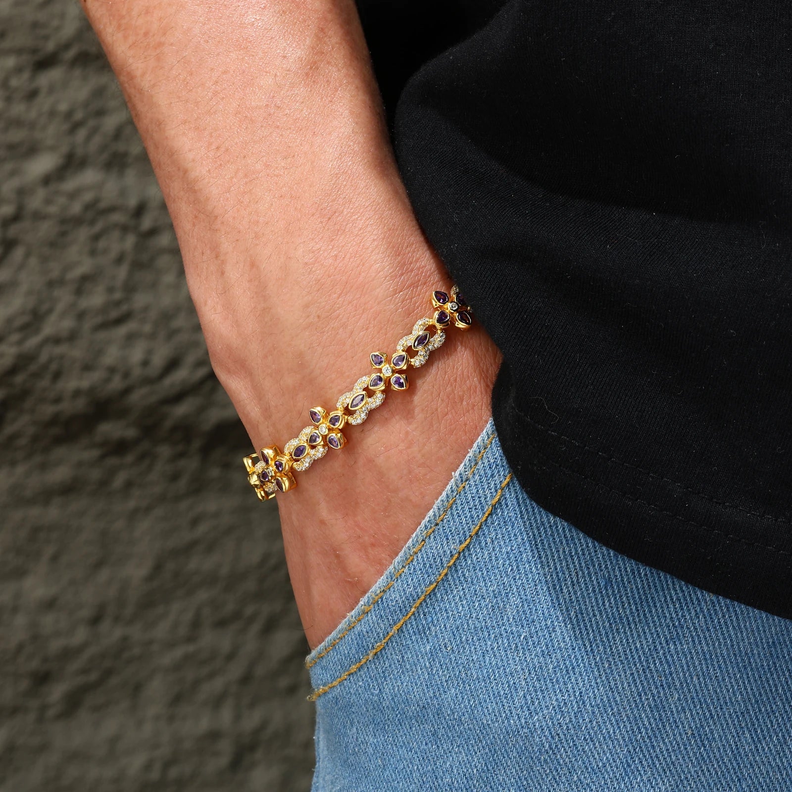 Infinity Cross | Moissanite Diamond 925 Sterling Silver Infinity Cross Iced Bliged Out Bracelet