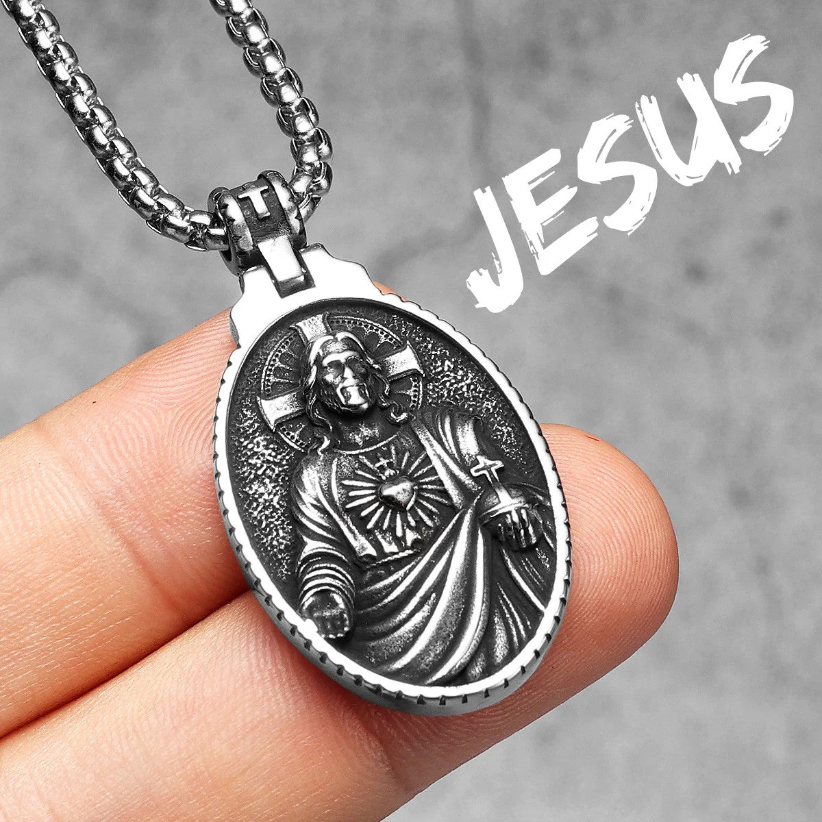 Jesus Heart Collection | 316L No Fade Stainless Steel Men's Spiritual Pendant Chain