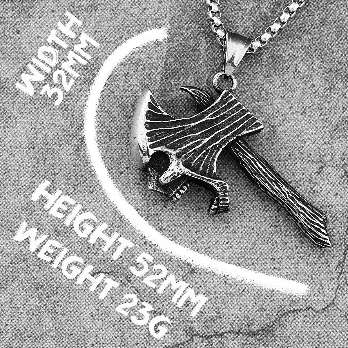 Screaming Skull Axe | No Fade Solid Stainless Steel Men's Unique Pendant