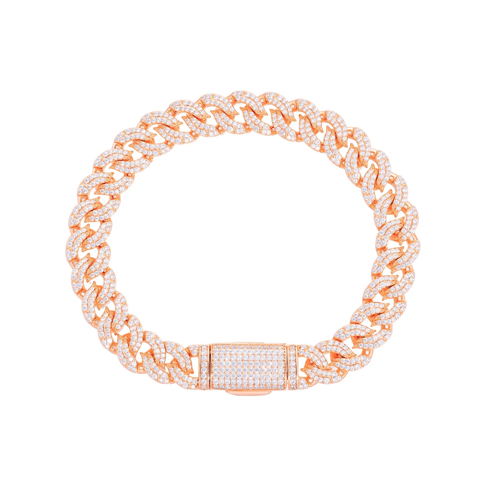 Pattern Of Fire | 10mm 925 Silver Moissanite Diamond Miami Cuban Link Hip Hop Bracelet