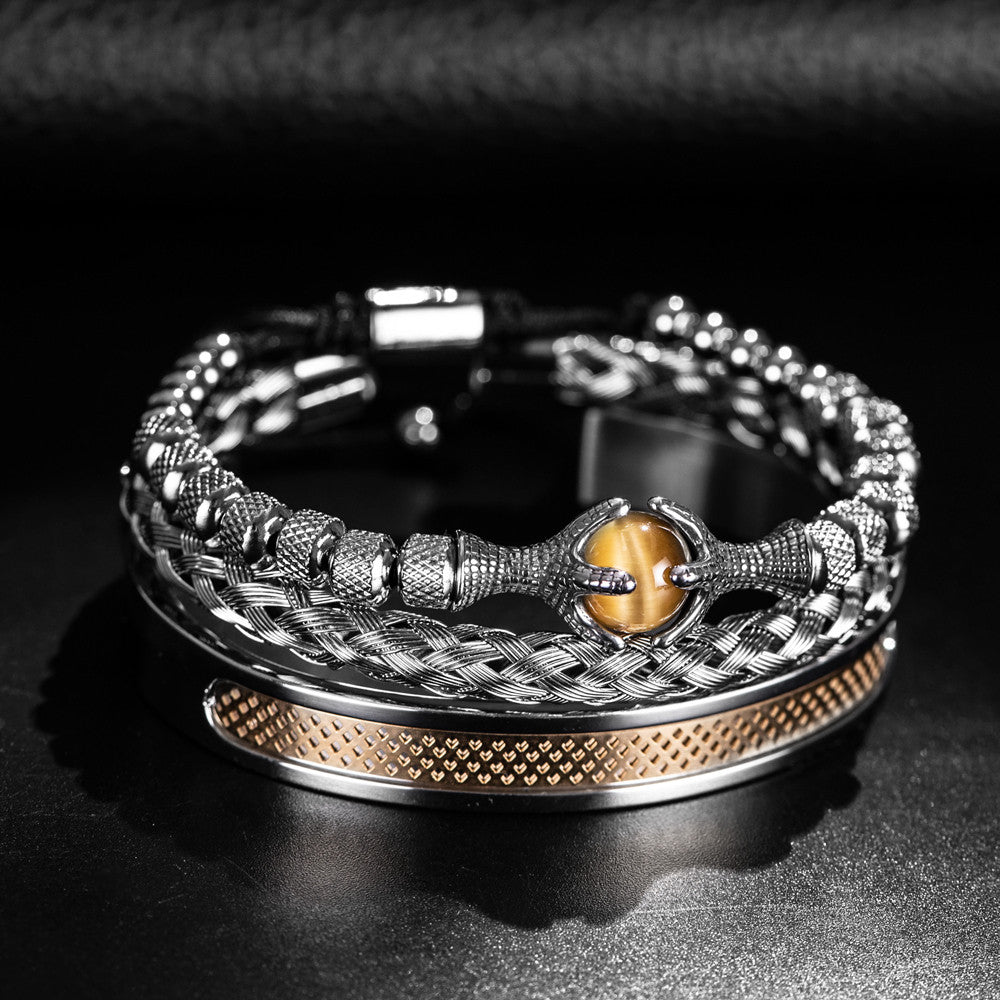 Apex Predator | Eagles Talon Tigers Eye 316L Stainless Steel Luxury Bracelet Set