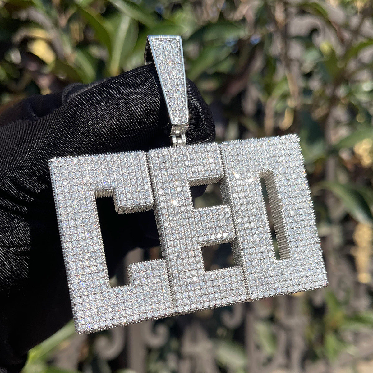 RetroCube | Square Block 80's Retro letters Custom Name Plate Hip Hop Pendant