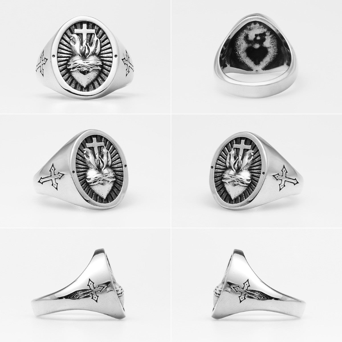 Heart of God | Stainless Steel Spiritual Cross Love Fire Street Wear Ring