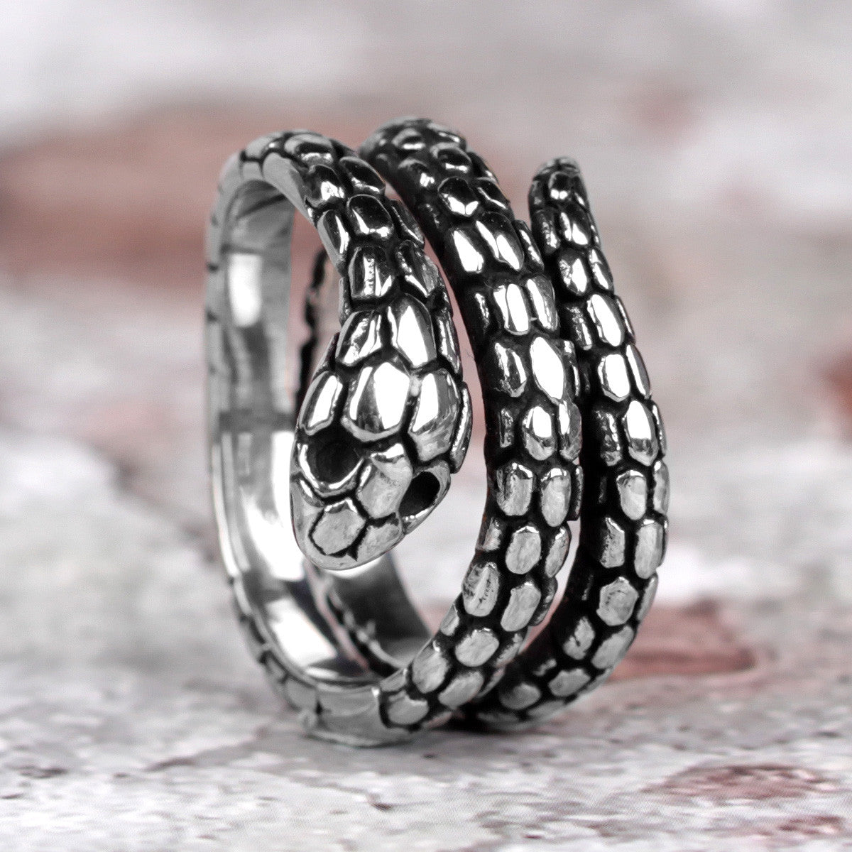 Reptile | 316L Stainless Steel Coiled Snake Detailed Street Wear Stylish Rings