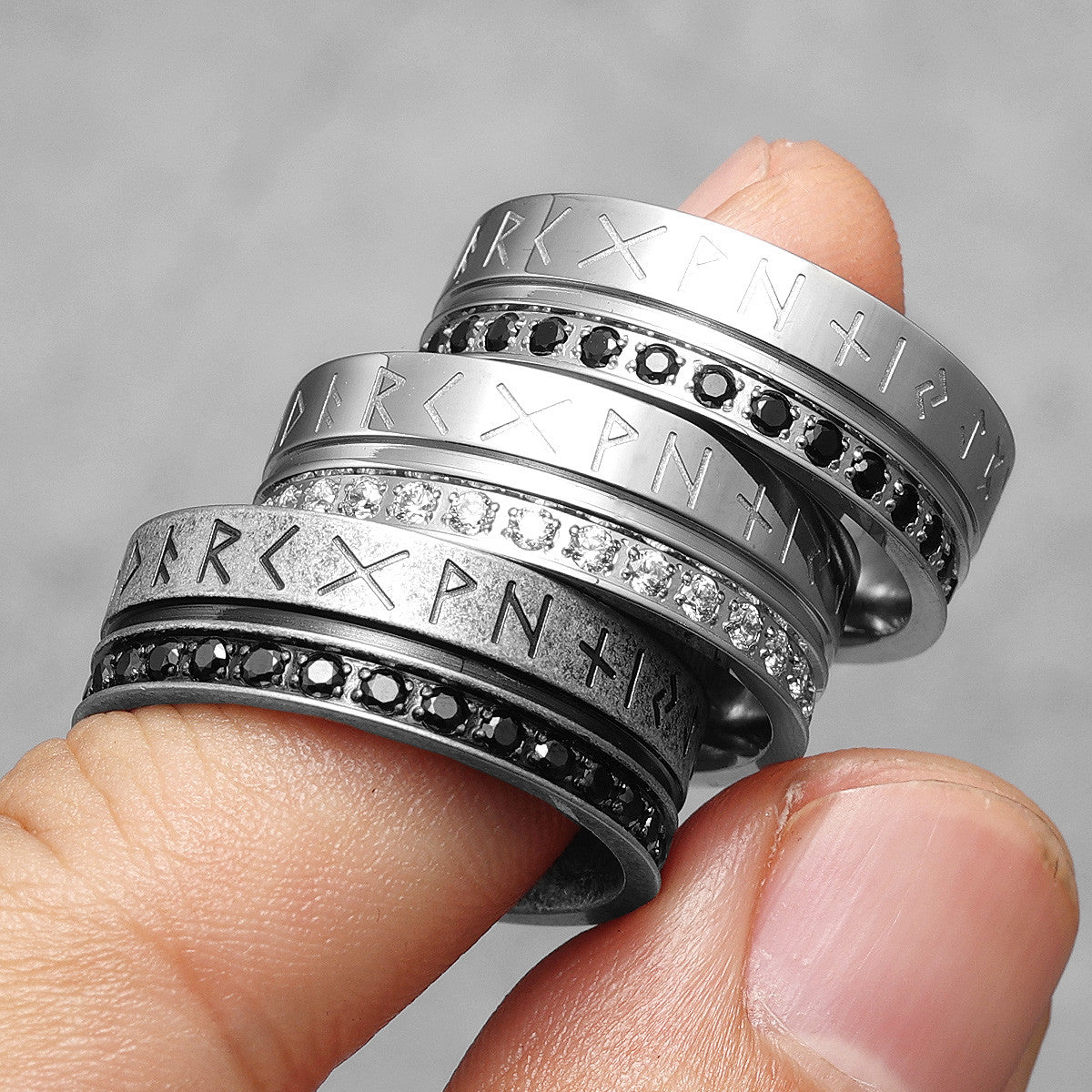 The Viking | No Fade Solid 316L CZ Stone Stainless Steel Street Style Rings