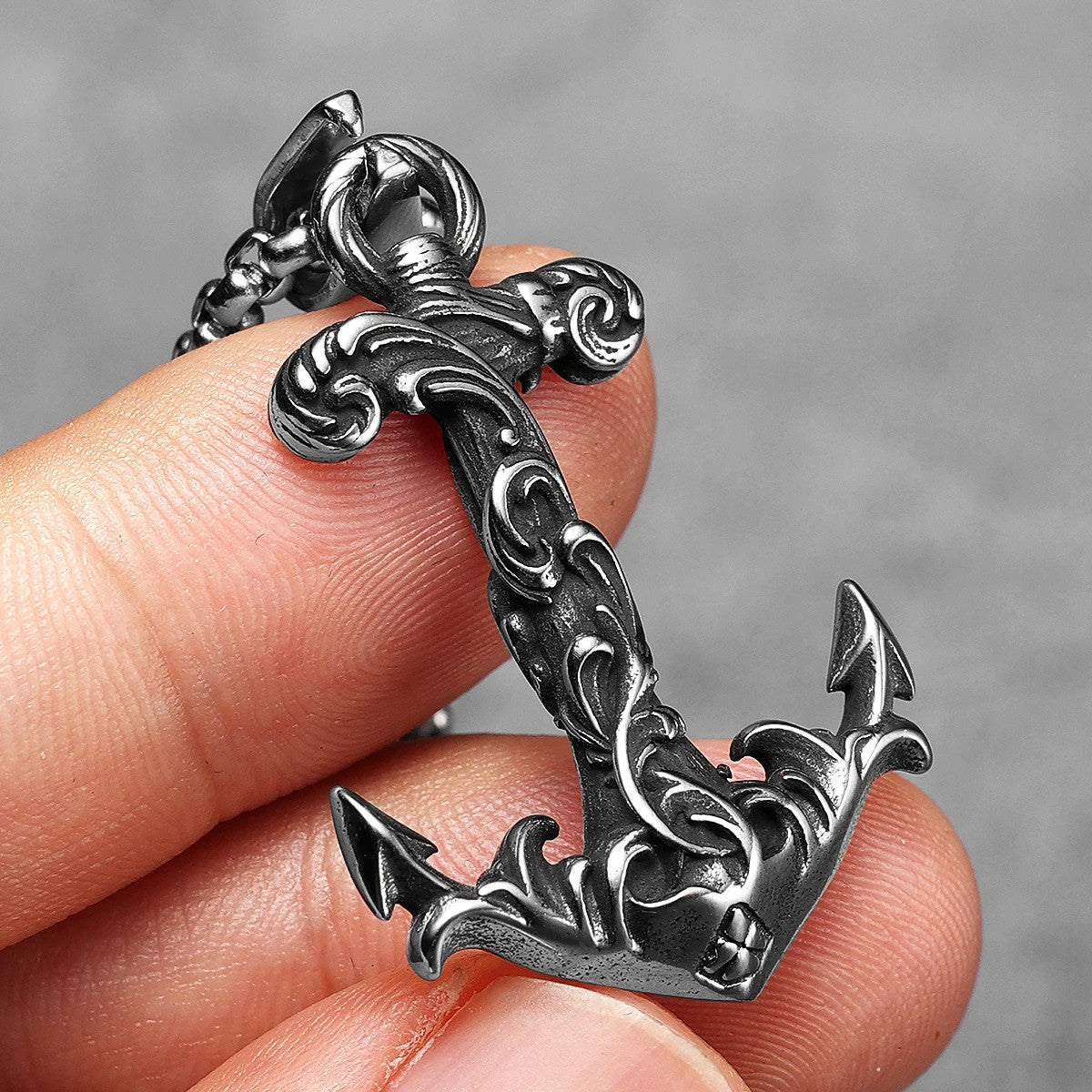 Waves Of The Sea | 316L No Fade Stainless Steel Anchor Designer Men's Pendant