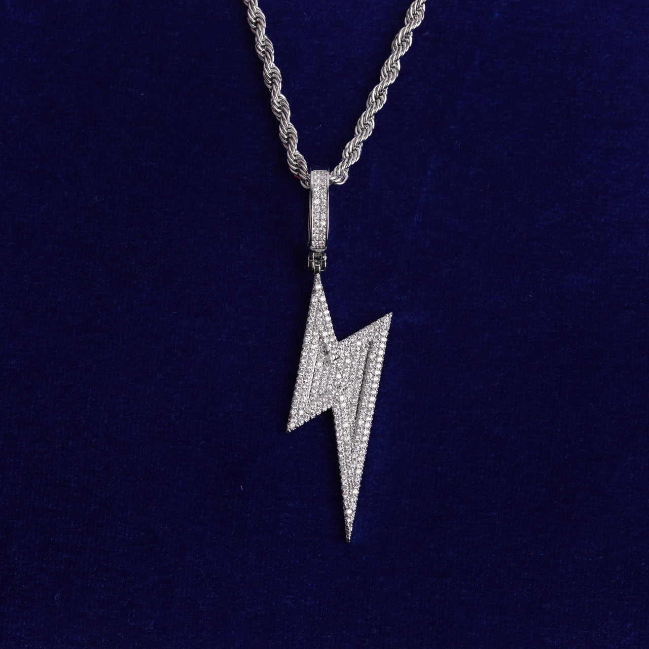 Thunderbolt | Prong Set VVS Diamond CZ Iced Blinged Out Pendant