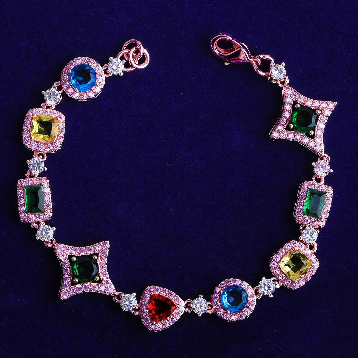 Star Trails ll | VVS Diamond CZ Colorful Gemstone Iced Blinged Out Hip Hop Bracelets