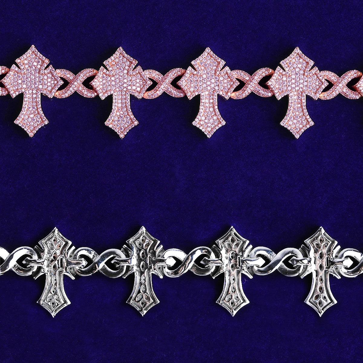 Passion Cross | Flooded Ice 5AA+ VVS CZ Diamond Infinity Link Cross Chain Necklace