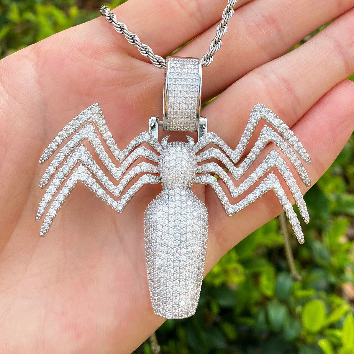 Once Bitten | VVS Diamond CZ Daddy Long Legs Spider Bottle Hip Hop Pendant Chain
