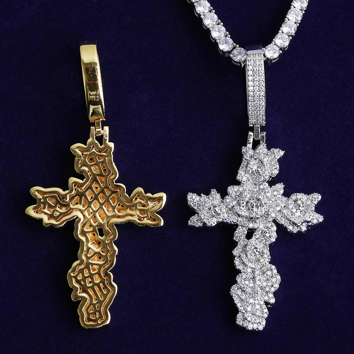 Rose Of Sharon | VVS Diamond CZ 5AA+ Iced Blinged Out Jesus Cross Pendant