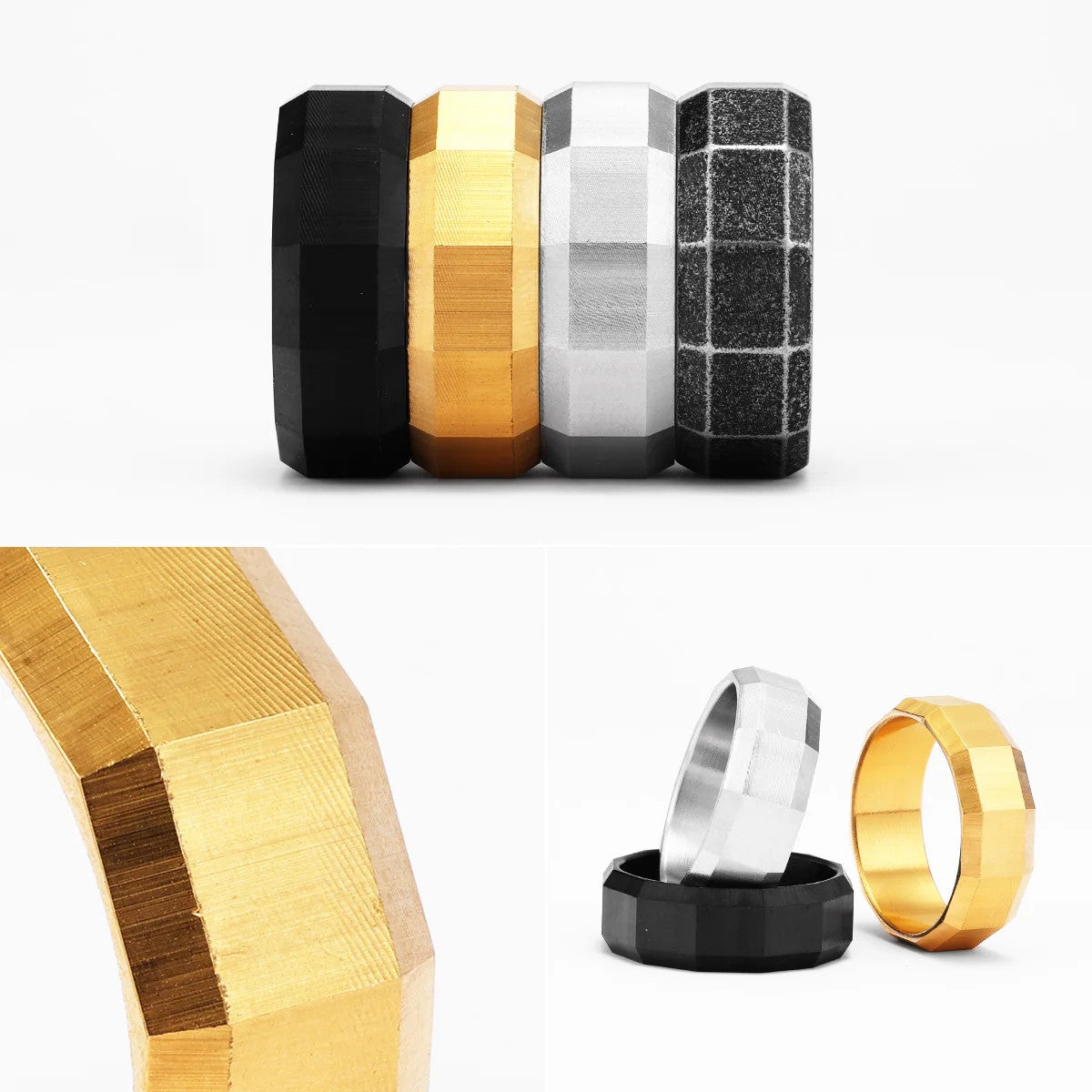 Geometric | 316L No Fade Stainless Steel Rotating Lug Nut Rings