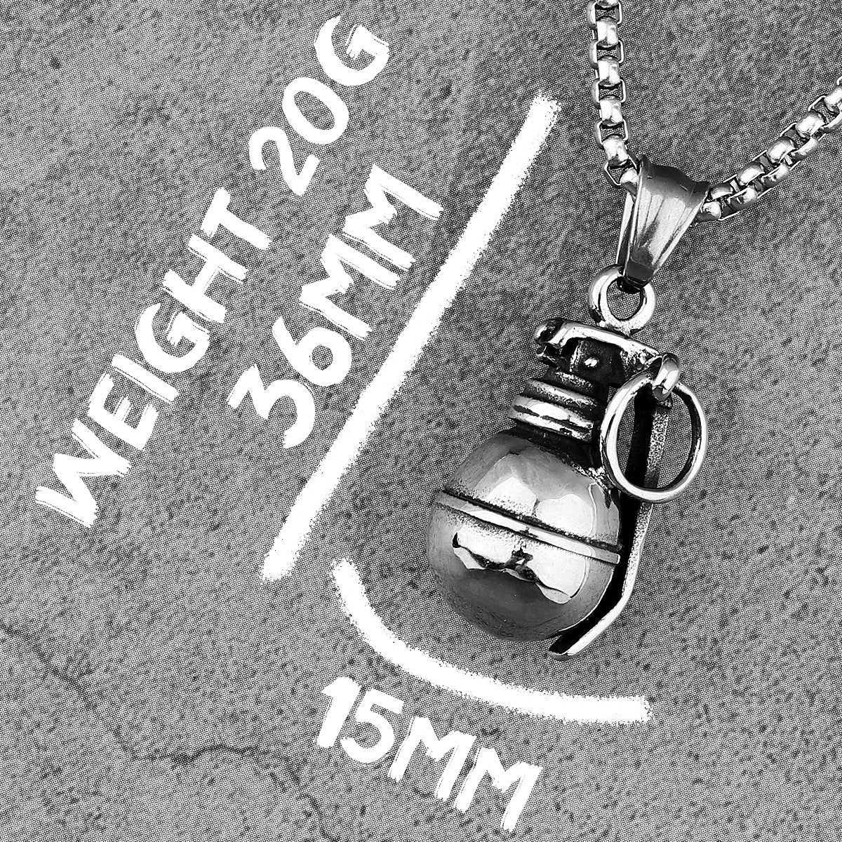 Commando Collection | 316L No Fade Stainless Steel Grenade Revolver Weapons Pendants