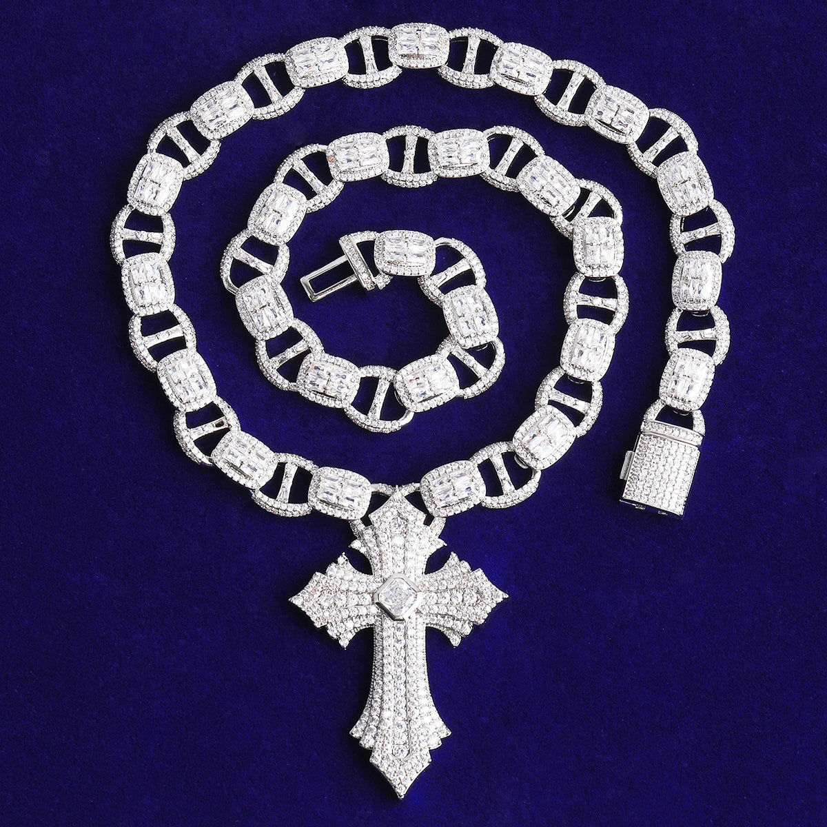 Holy Temple ll | VVS 5AA+ Centerstone Cross Iced Blinged Out Coffee Bean Link Chain