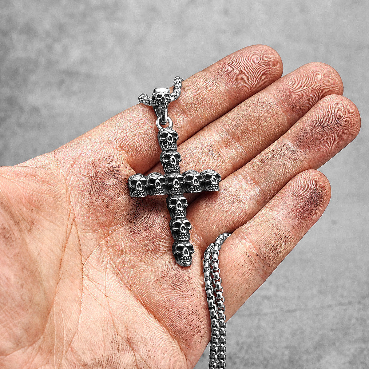 Gothic Skull Cross | 316L No Fade Stainless Steel Men's Street Wear Unique Cross Pendant