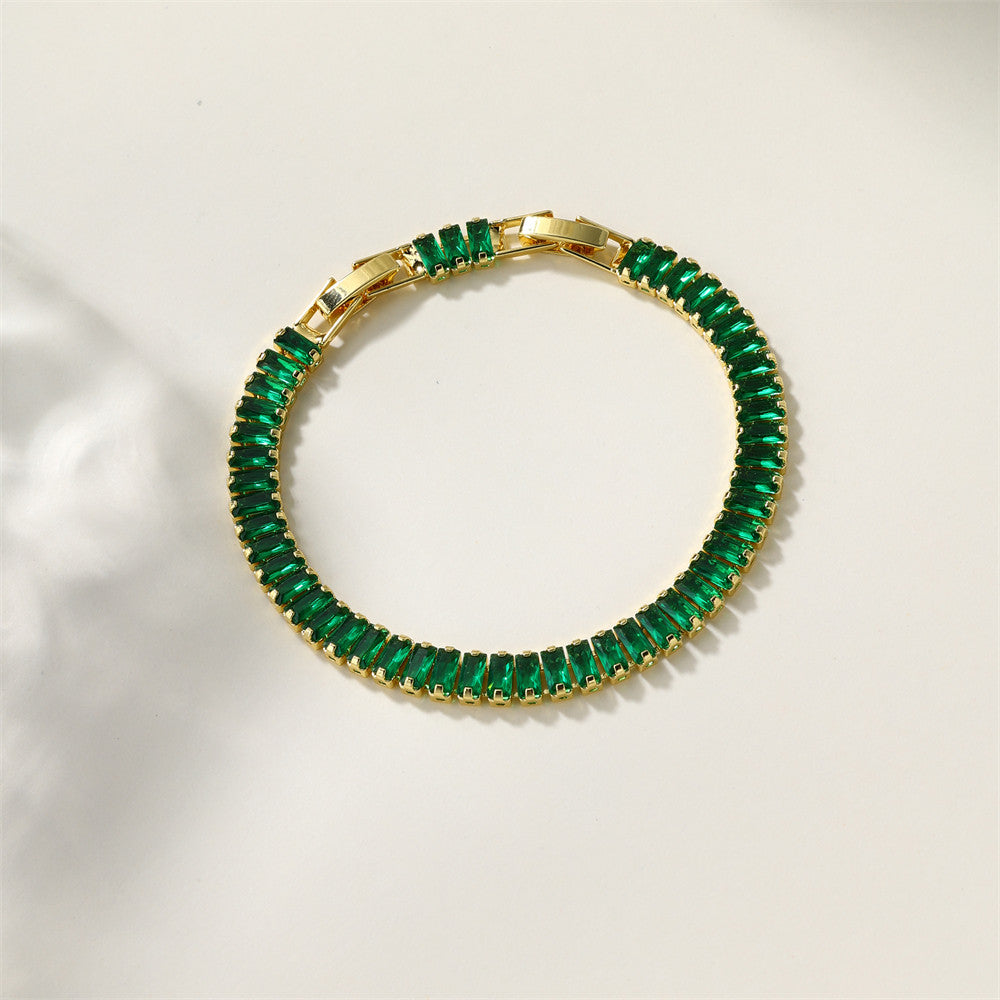 The Double Clasp | 6mm 18k Gold Solid No Fade Stainless Steel Baguette Bracelet