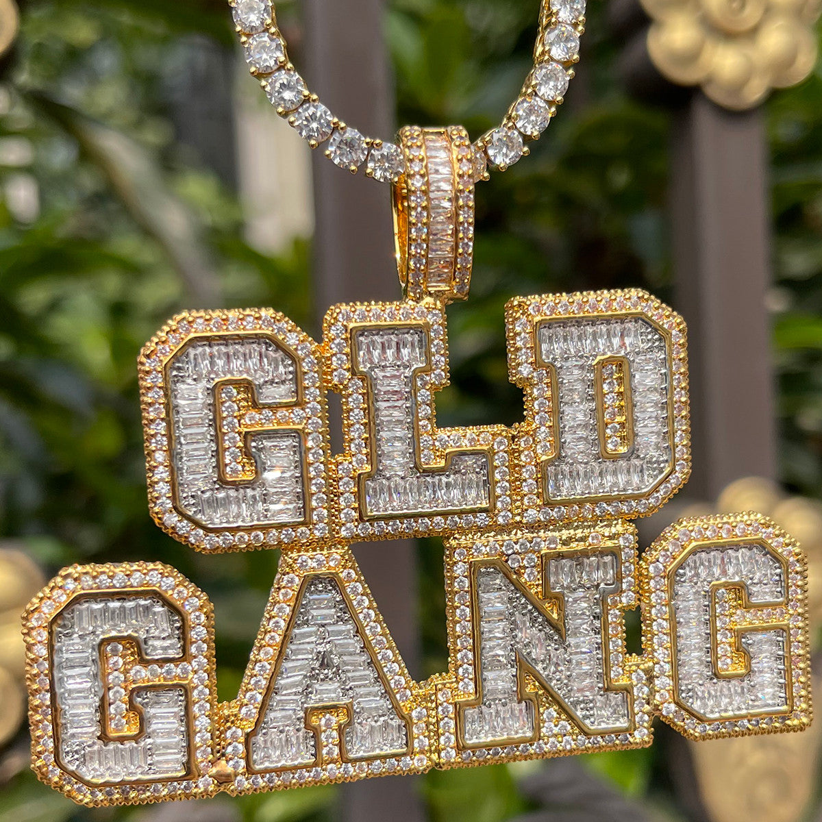 The Ice Breaker | Iced VVS Diamond CZ Baguette Blinged Out Nameplate Pendant