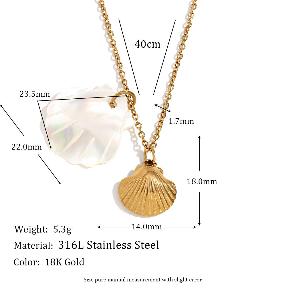 18k Gold Stainless Steel Waterproof Sea Animals Starfish Dolphin Mother Of Pearl Necklaces