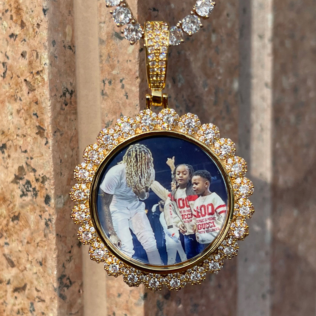 Photo Bomb | Custom Made VVS Diamond CZ Cluster Stone Picture Necklace