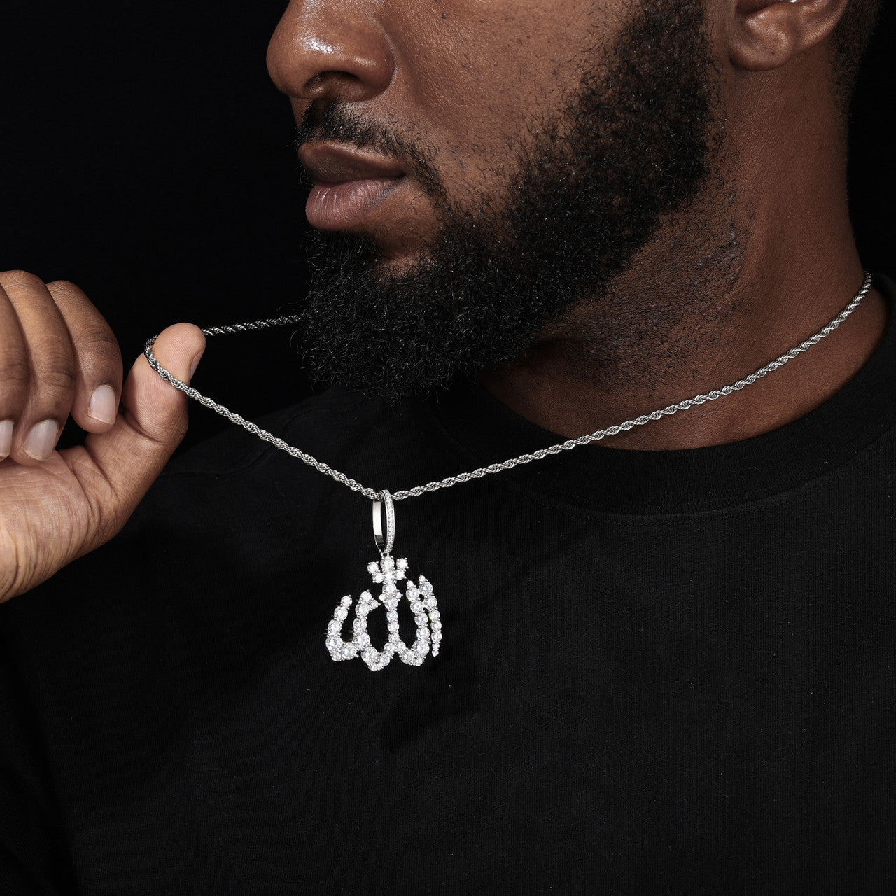 Allah The Almighty | Solid Silver Genuine Mossanite Diamond Spiritual Hip Hop Pendant