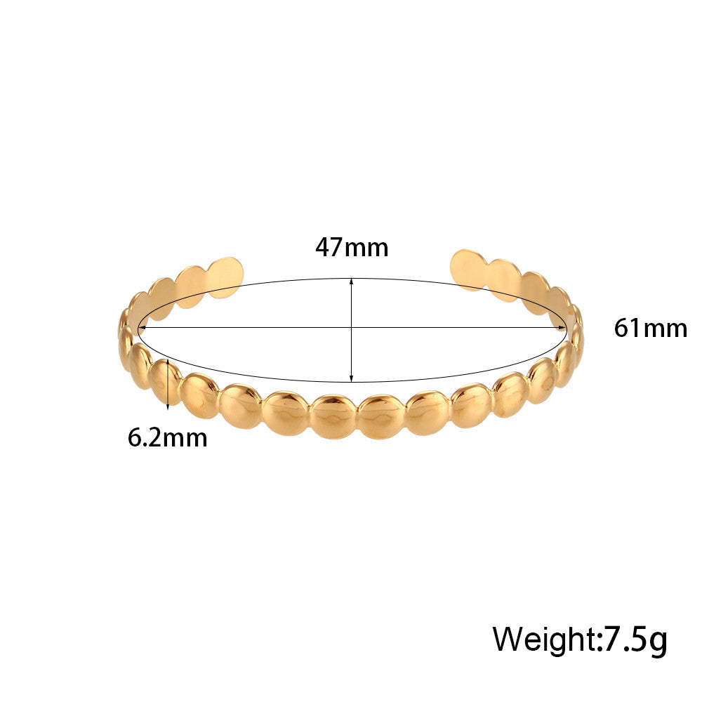 Ladies Heart Round Braid 18k Gold Adjustable Stainless Steel Open Cuff Bangles Bracelets
