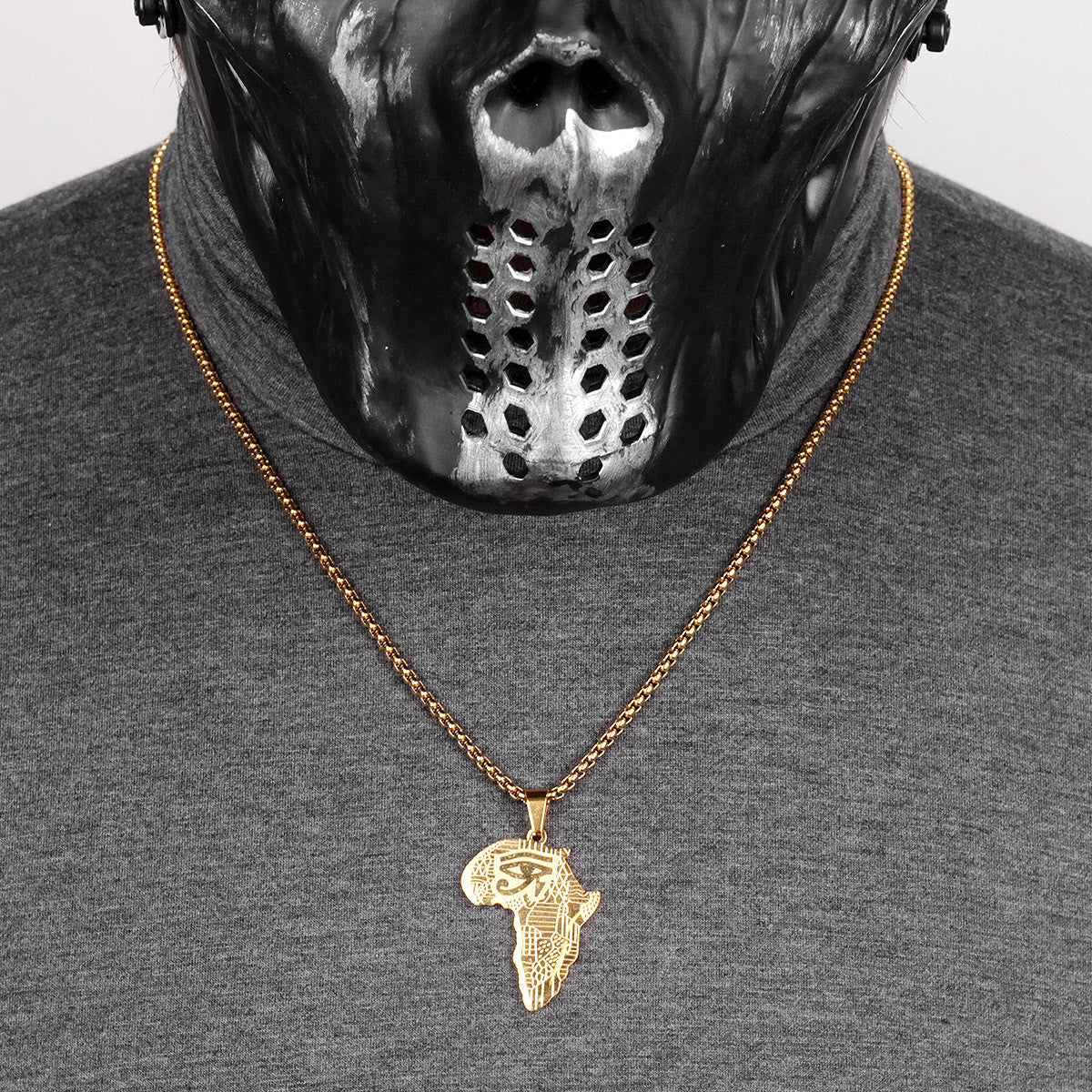 Mother Land | 14k Gold Over 316L No Fade Stainless Steel Africa Eye of Ra Hip Hop Pendant