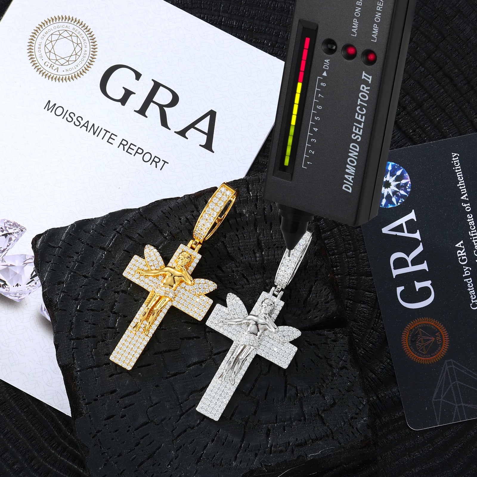 All Seeing Cross | 925 Sterling Silver D VVS1 Moissanite All Seeing Eye Hip Hop Cross Pendant