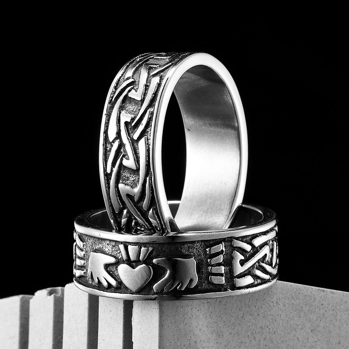 Engagement | Cute Heart Couples No Fade Solid Stainless Steel Lovers Rings