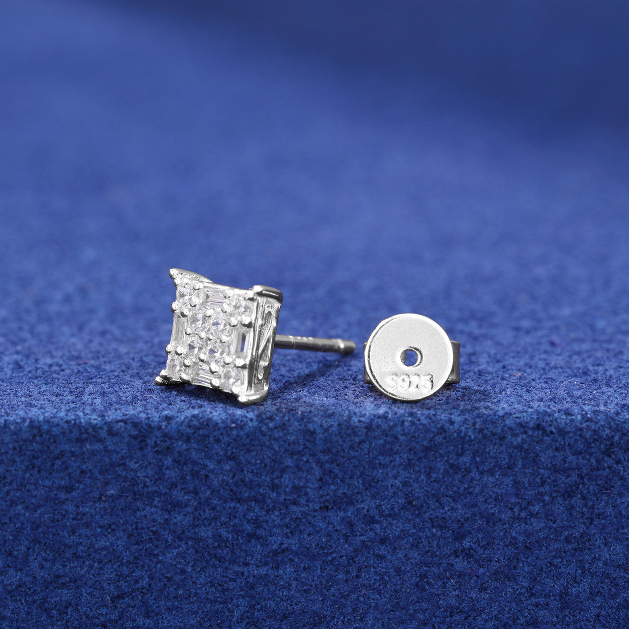 Certified Baguette Cut Moissanite Diamond 925 Solid Sterling Silver Hip Hop Stud Earring