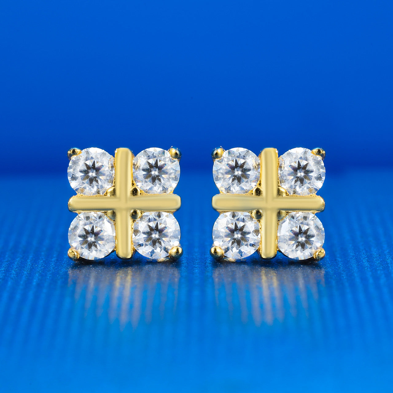 VVS Cross Stud | D Color Moissanite Diamond Solid Sterling Silver Hip Hop Earrings