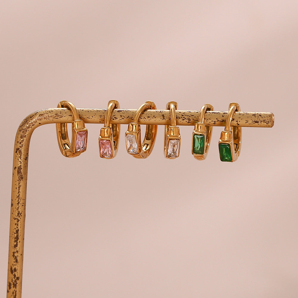 18k Gold Solid Stainless Steel Waterproof Dainty Cute Girl's Mini Size CZ Hoop Earrings