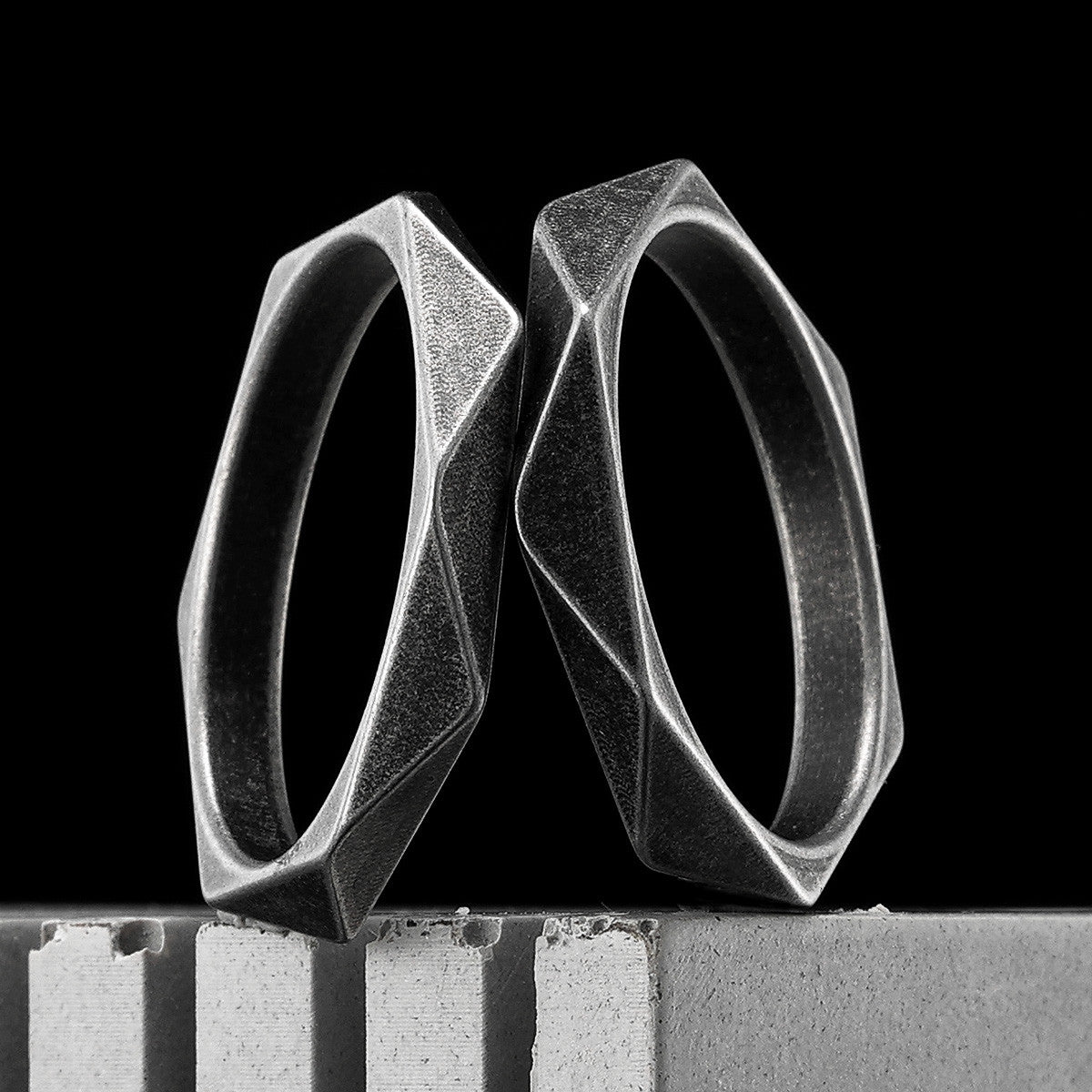 Rhombic | 316L No Fade Stainless Steel Geometric Cut Men's Designer Ring