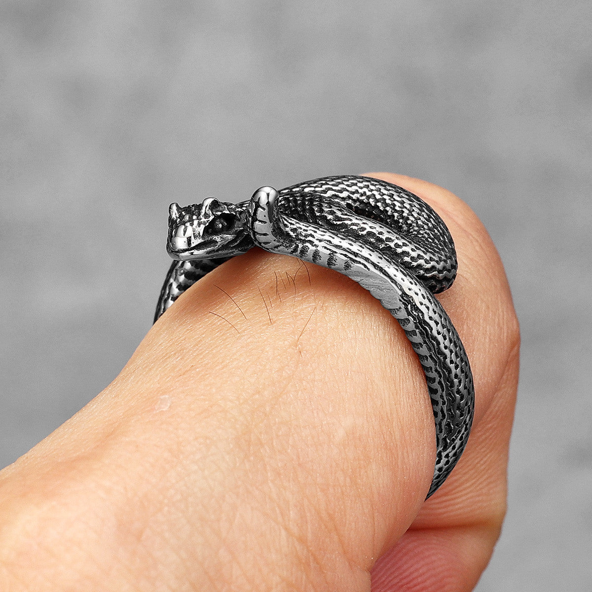 Coiled Viper | Stainless Steel Snake In The Grass Street Wear Hip Hop Rings