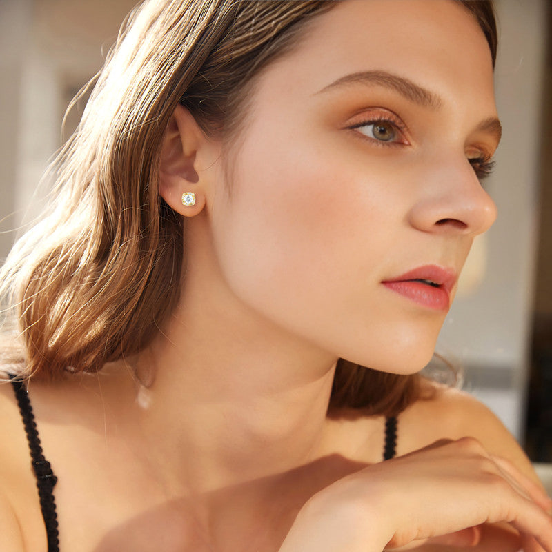 Windmill | Iced Blinged Out Moissanite Diamond Sterling Silver Halo Stud Earrings