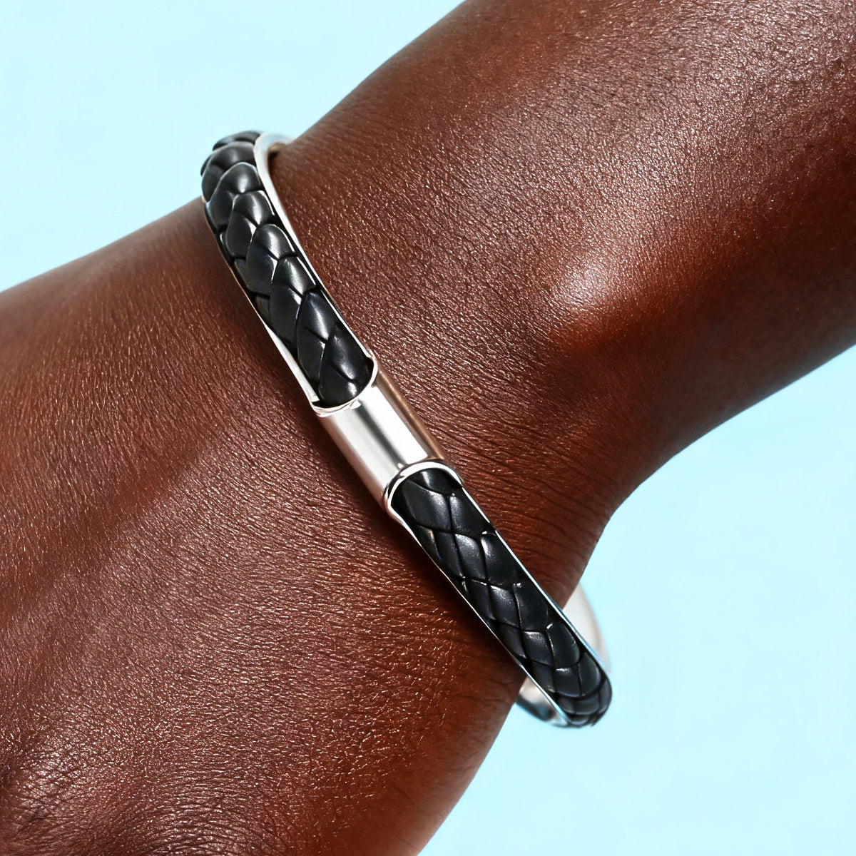 Classic Cuff | Luxury Men's 304 No Fade Stainless Steel Braided Leather Bracelet