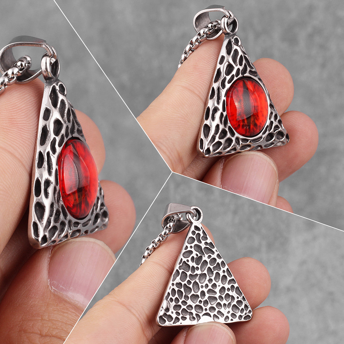 Demon Eye | Solid Stainless Steel Red Yellow Demon Eye Amulet Street Wear Pendant