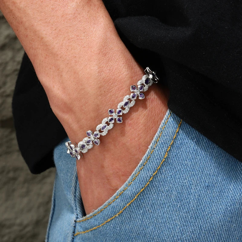 Infinity Cross | Moissanite Diamond 925 Sterling Silver Infinity Cross Iced Bliged Out Bracelet
