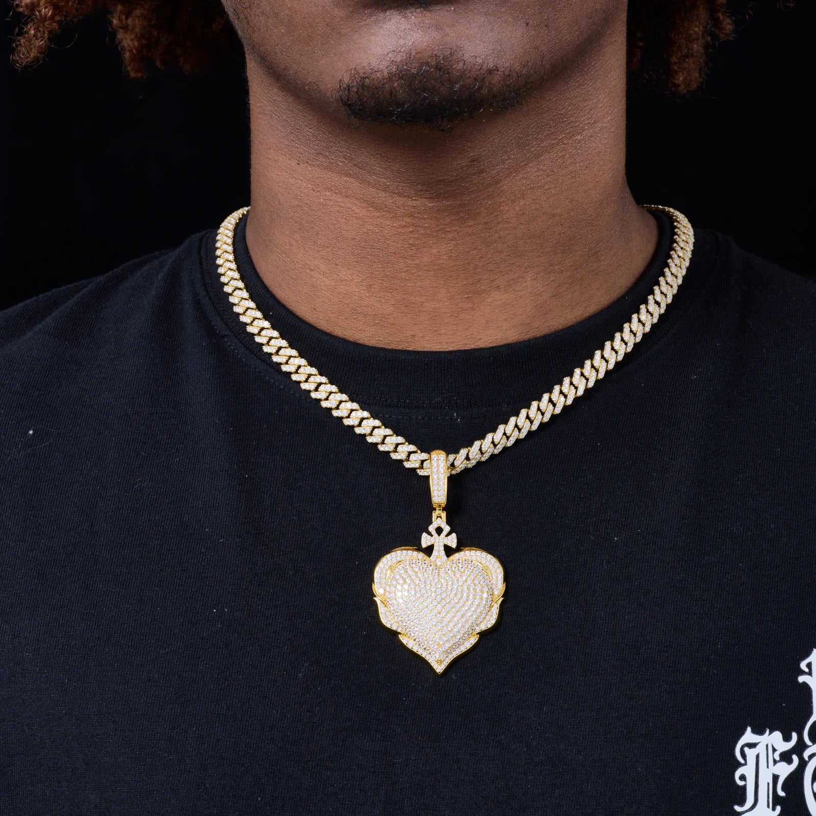 Protected Heart | VVS Moissanite Diamond 925 Silver Ankh Cross Heart Pendant Necklace