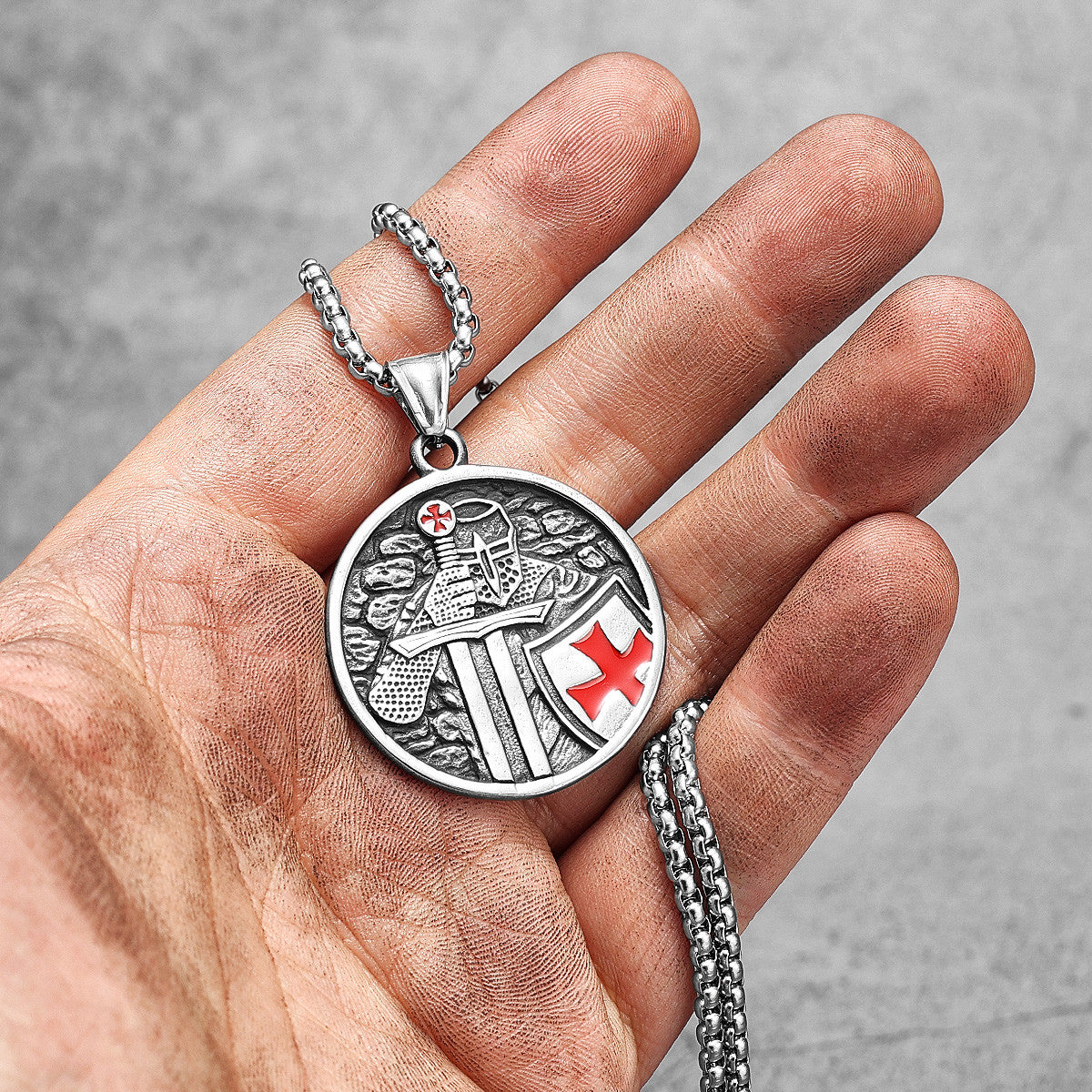 Red Crusade | 316L No Fade Solid Stainless Steel Paladin Street Stylish Pendant