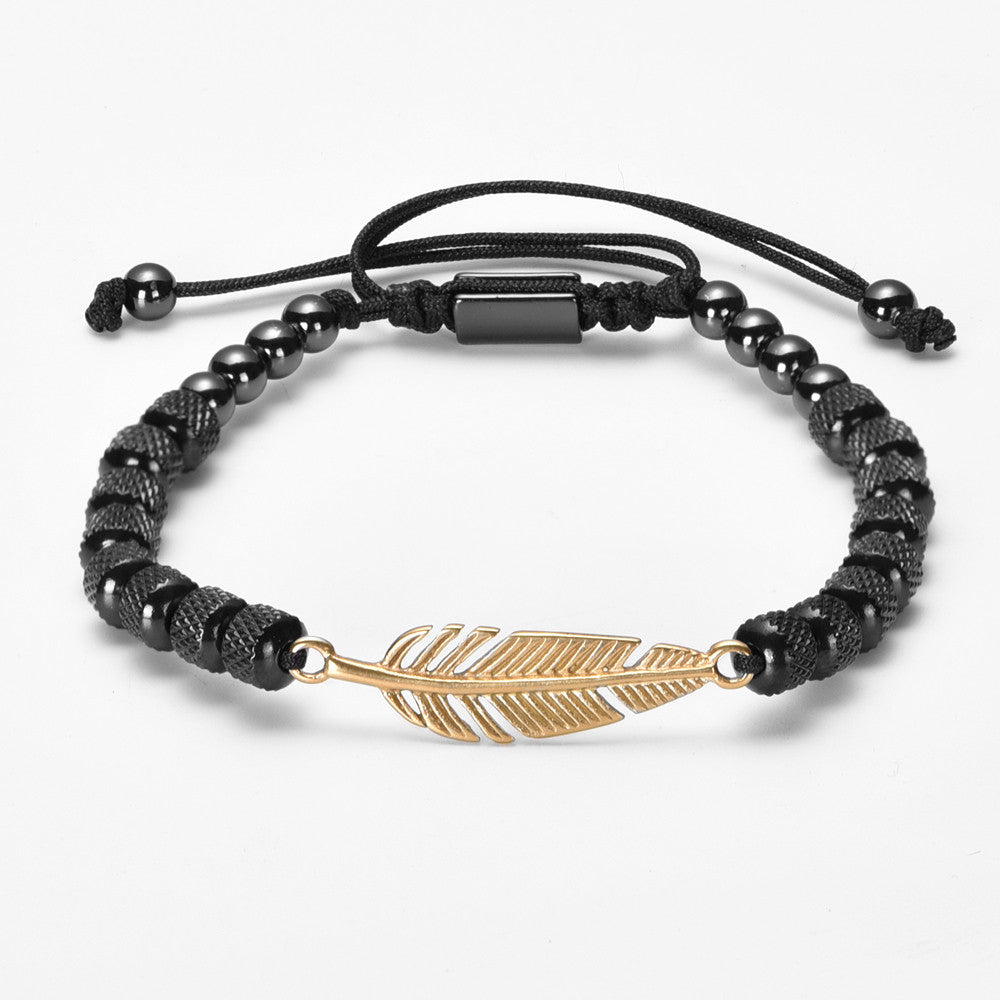 Royal Wisdom | 316L Stainless Steel Bead Link Eagles Feather Bracelet