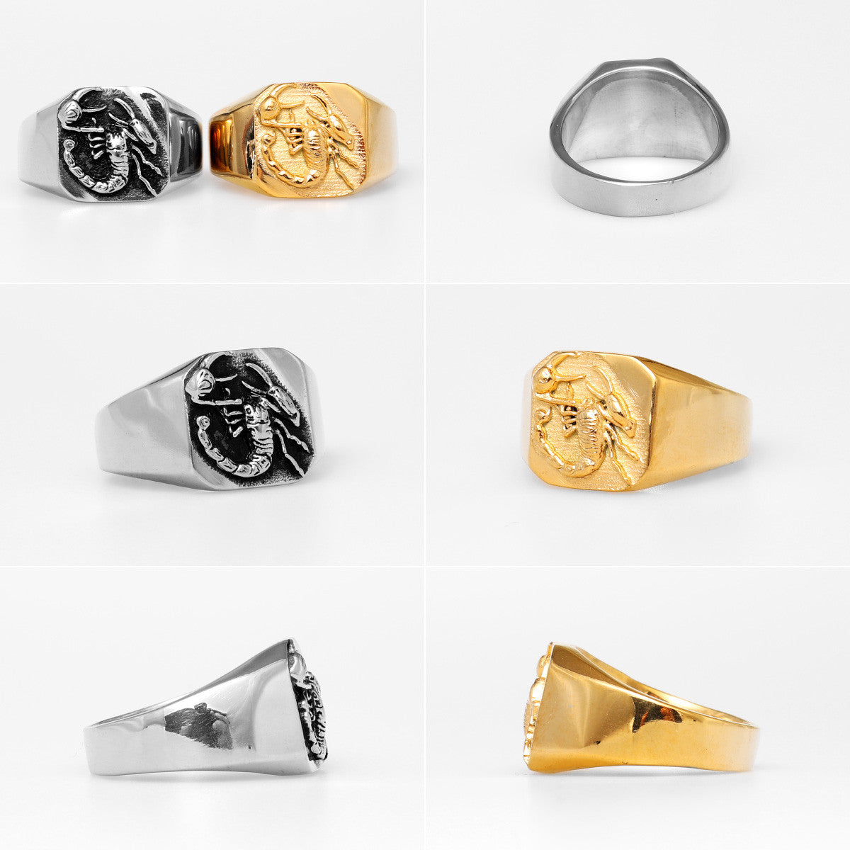 Scorpion | 14k Gold Over 316L No Fade Stainless Steel Street Wear Hip Hop Rings