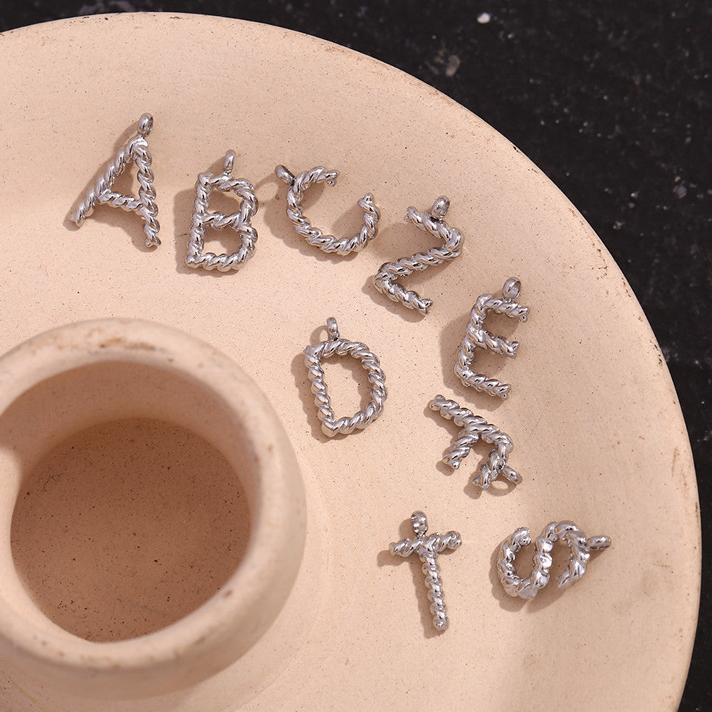 18k Gold Silver Tarnish Free Stainless Steel Mini Twisted Letter Pendant Necklaces