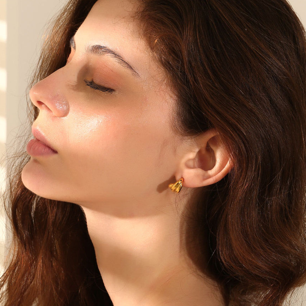 Women's Sea Shall Shaped 18k Gold Stainless Steel Waterproof Tarnish Free Earrings