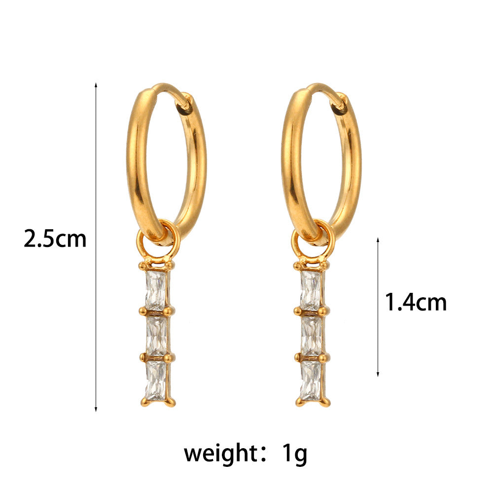 18k Gold Stainless Steel Waterproof Bling CZ Charm Cross Heart Butterfly Star Earrings