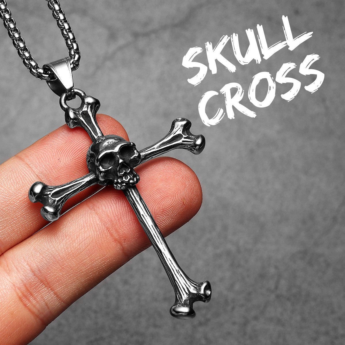 Skull and Bones | 316L Stainless Steel Symbolic Street Style Cross Pendant
