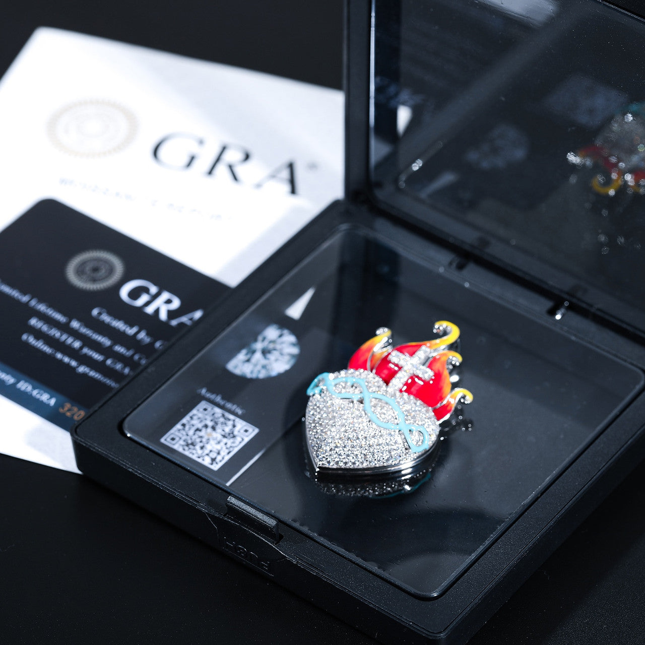 Heart Of Fire | Moissanite Diamond Cross Flame Glow In The Dark Silver Pendant